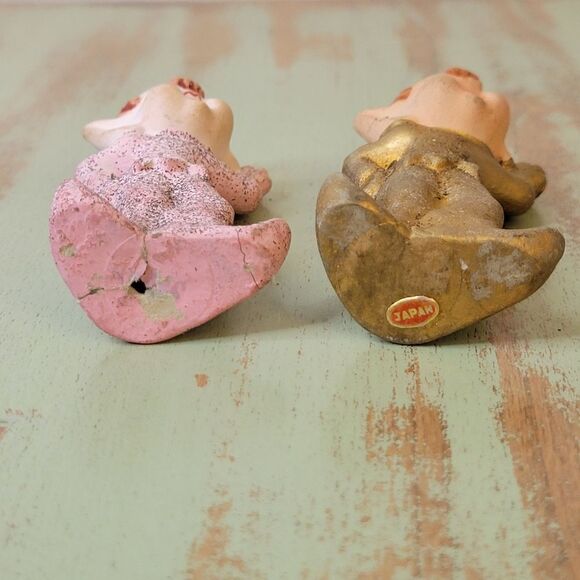 Vintage 1960's Mica Glitter Commodore Christmas Pixie Elf Pair - Picture 6 of 12